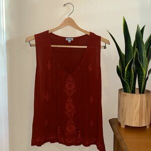 Embroidered sleeveless top